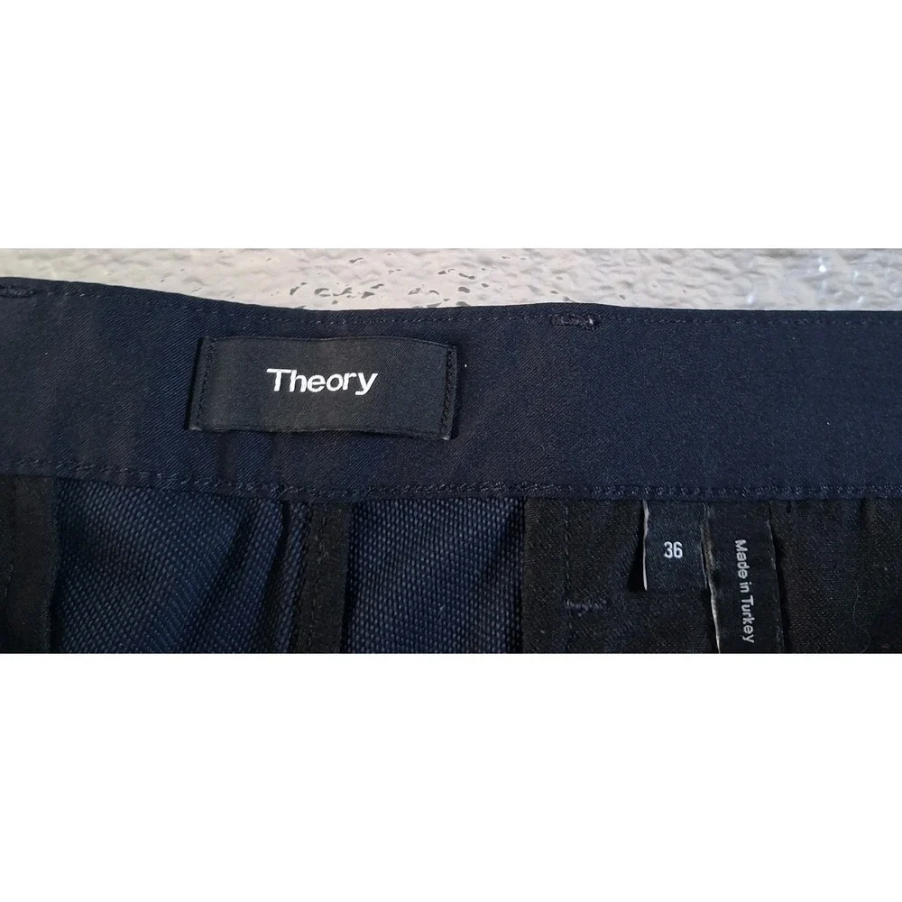 Theory Zaine Shorts Mens 36 Navy Blue Performance Chino Flat Front Casual Summer